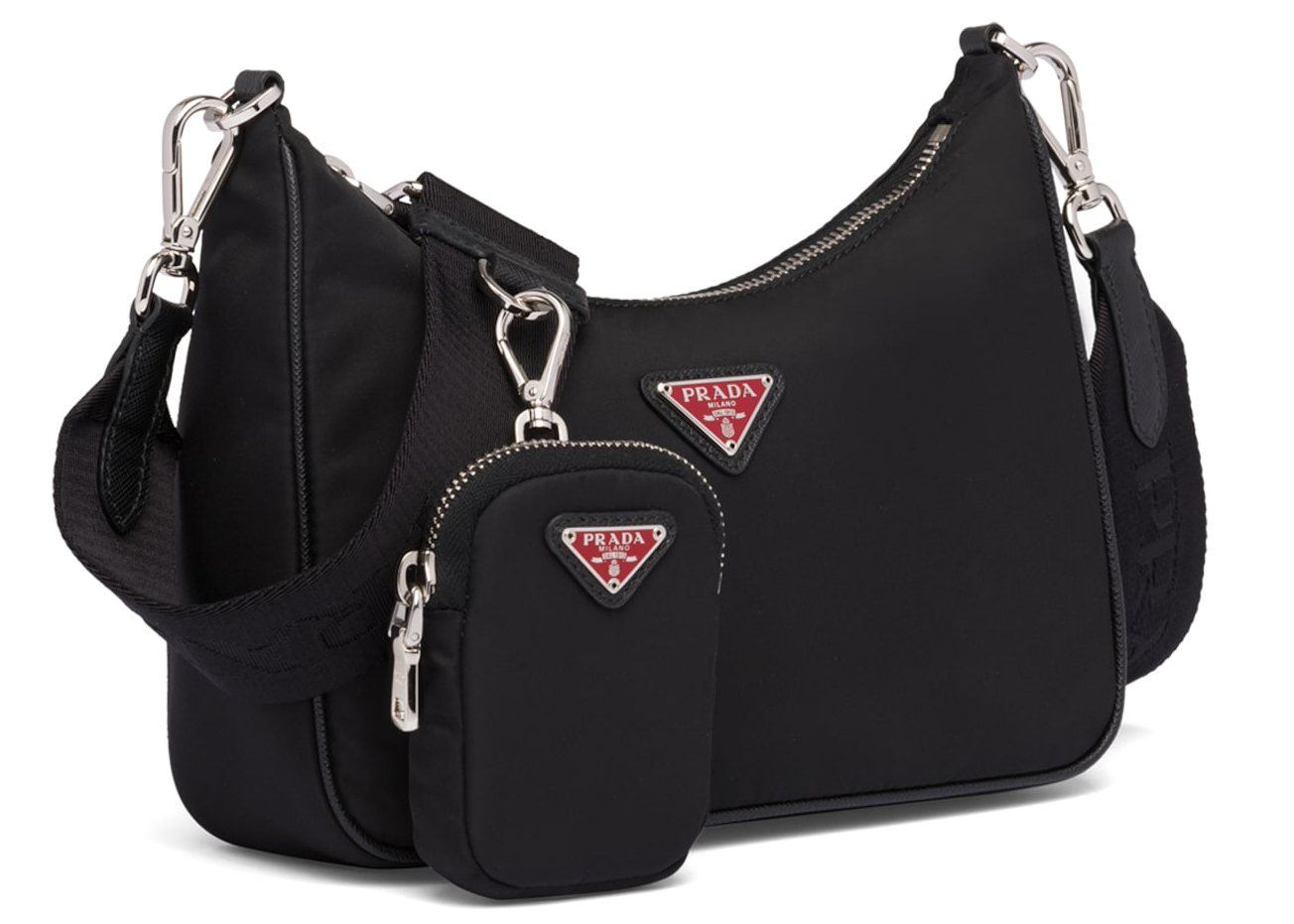 Prada Re-Edition 2005 Shoulder Bag Nylon Black/Red in Nylon with 