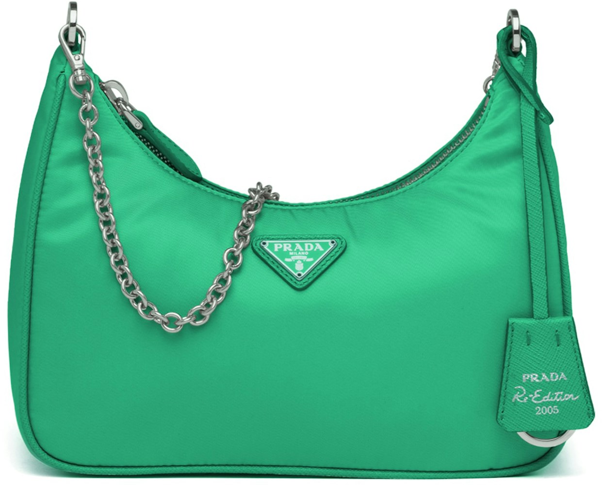 Prada Re Edition 2005 Shoulder Bag Nylon Mint Green In Nylon With Silver Tone