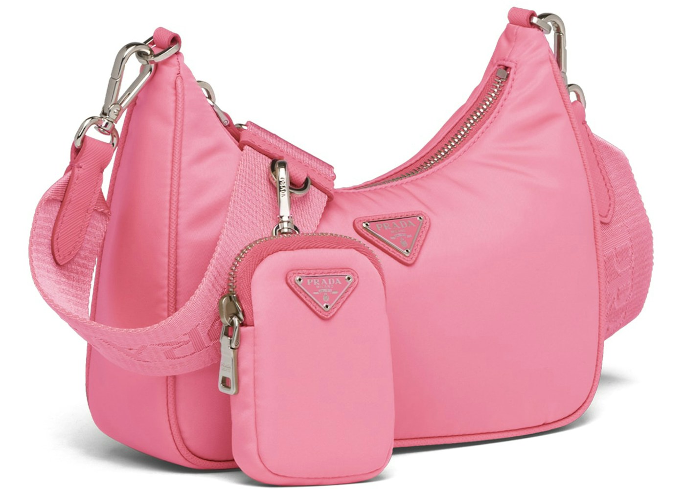 Prada Re Edition 05 Shoulder Bag Nylon Begonia Pink In Nylon With Silver Tone