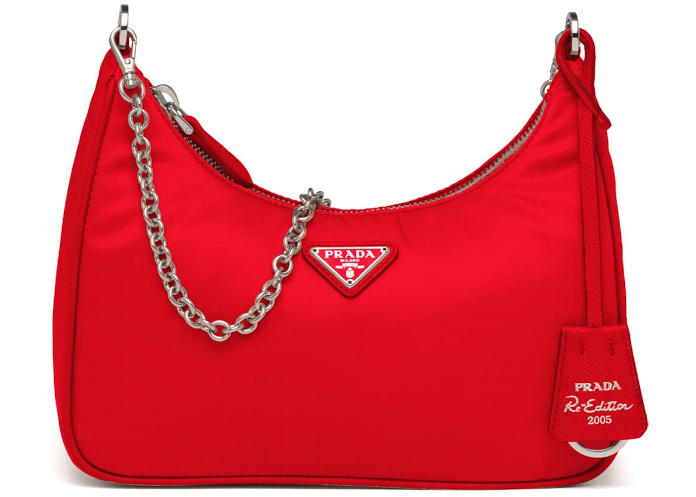 Prada Re-Edition 2005 Shoulder Bag Nylon Red in Nylon/Saffiano Leather