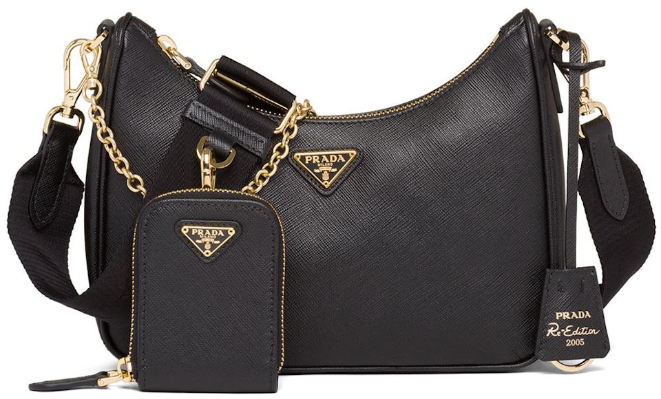 Prada Re-Edition 2005 Shoulder Bag Saffiano Black in Saffiano Leather with  Gold-tone - US