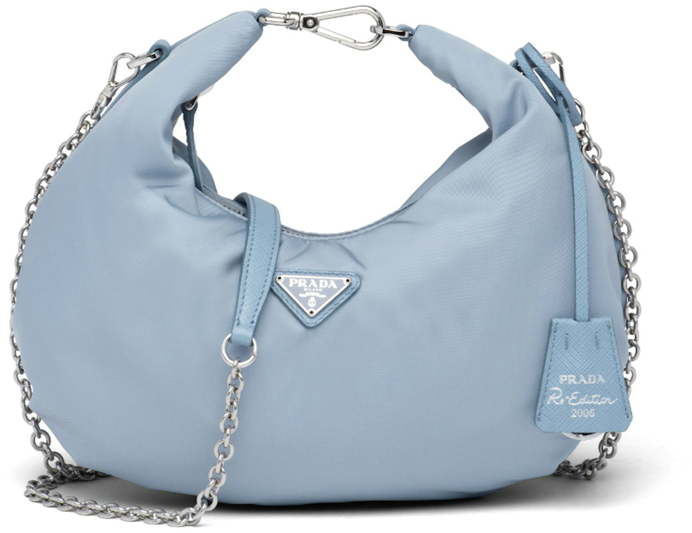 Prada 2005 Shoulder Bag Light Blue in Re-Nylon with Silver-tone - US