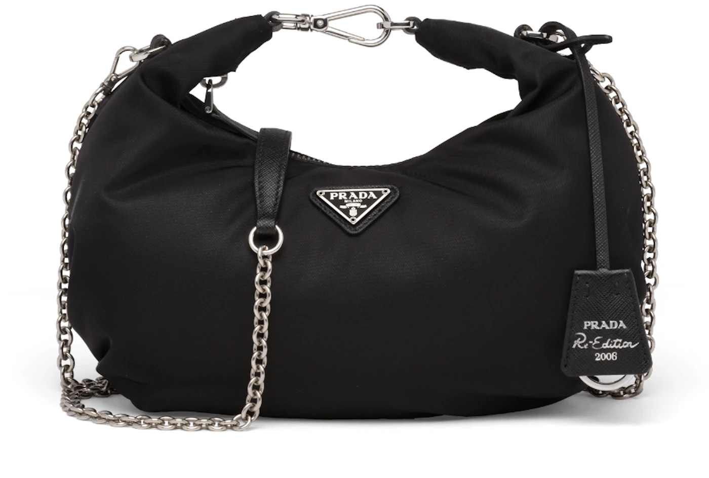 Prada Crossbody Bag Nylon Black in Nylon with Silver-tone - GB