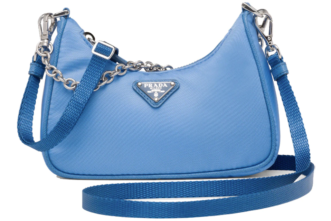 Prada Re-Edition Nylon Mini Shoulder Bag Periwinkle Blue