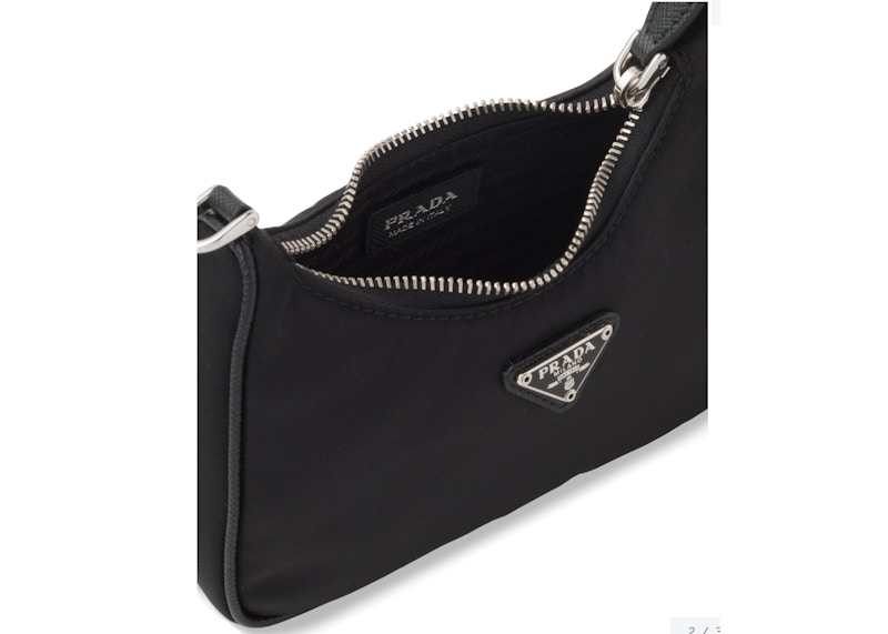 Prada ReEdition Shoulder Bag Mini Nylon Black in Nylon with Silvertone