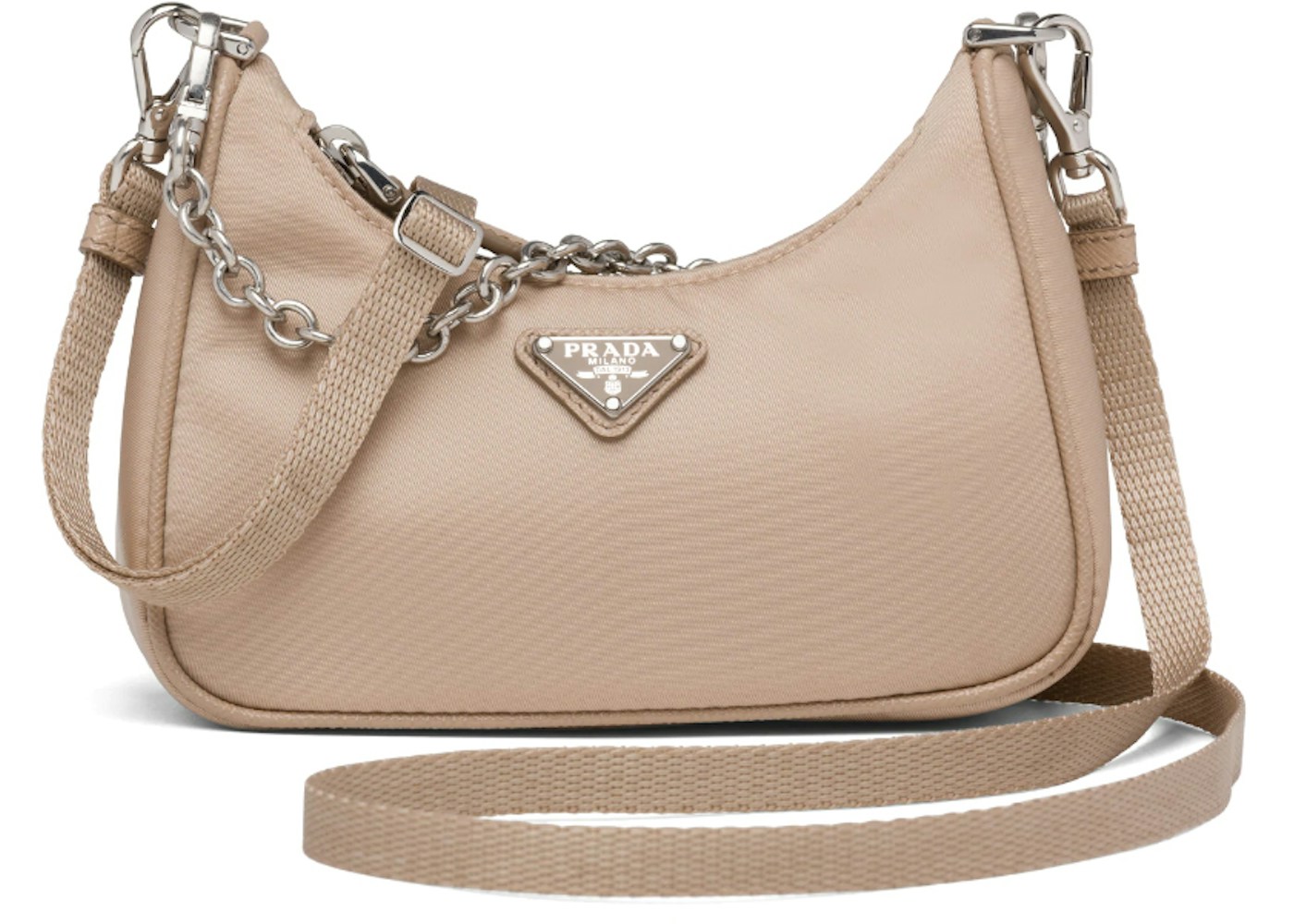 Prada Re Edition Shoulder Bag Mini Nylon Cameo Beige In Nylon With Silver Tone