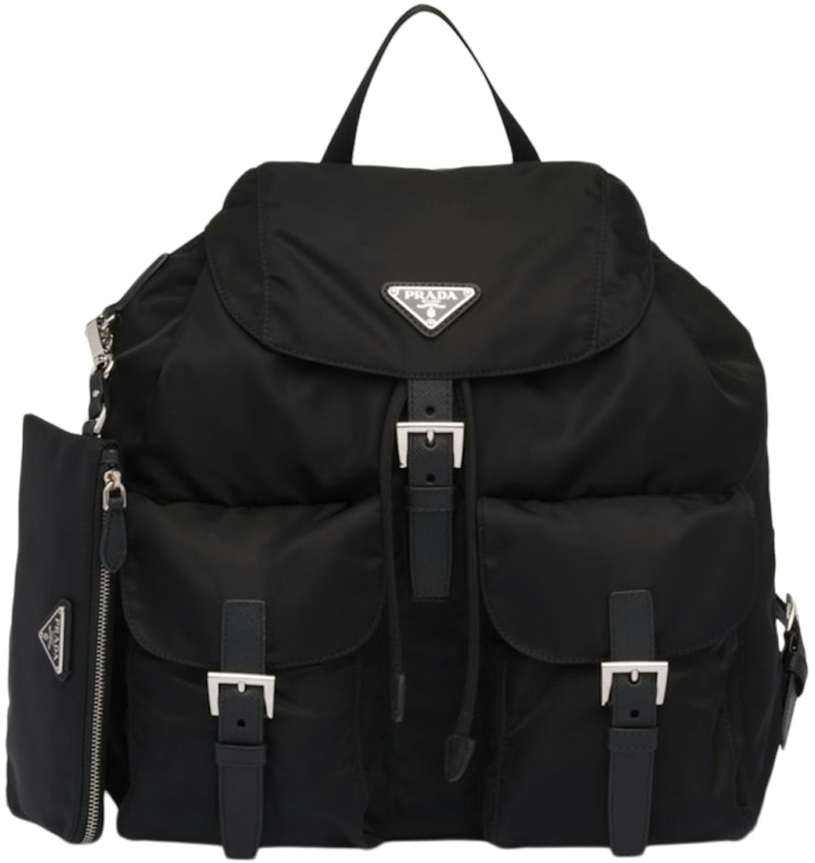 Re Nylon Logo Backpack in Black - Prada