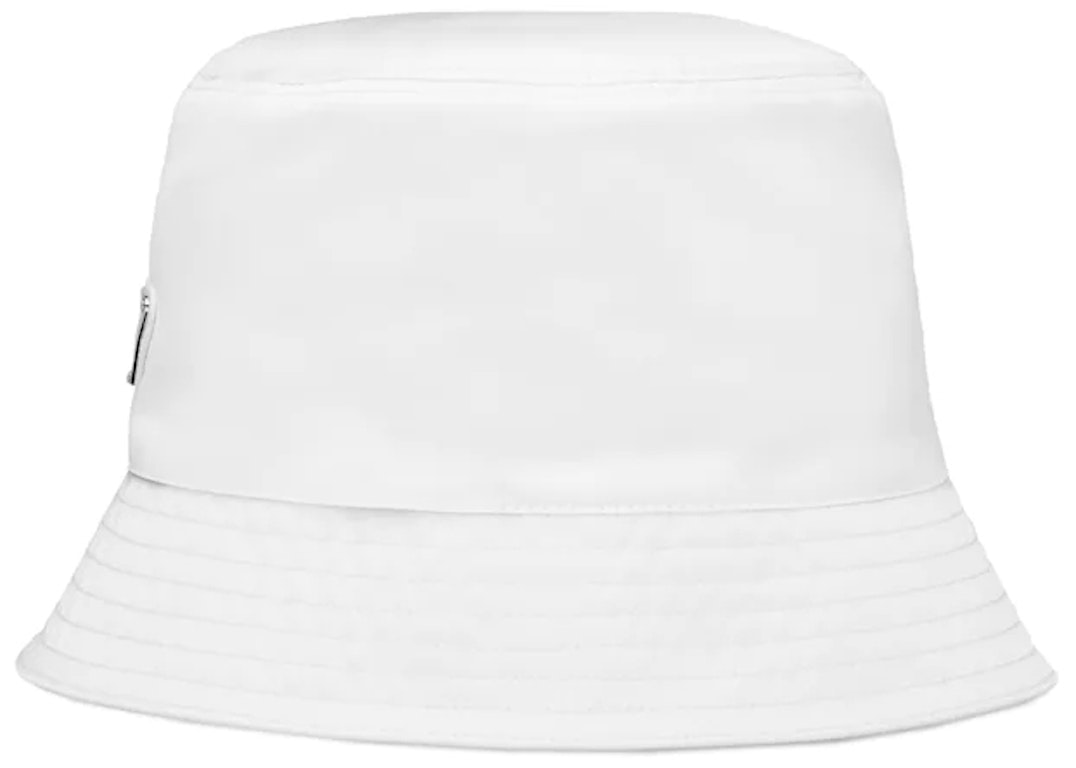 Pre-owned Prada Re-nylon Bucket Hat White