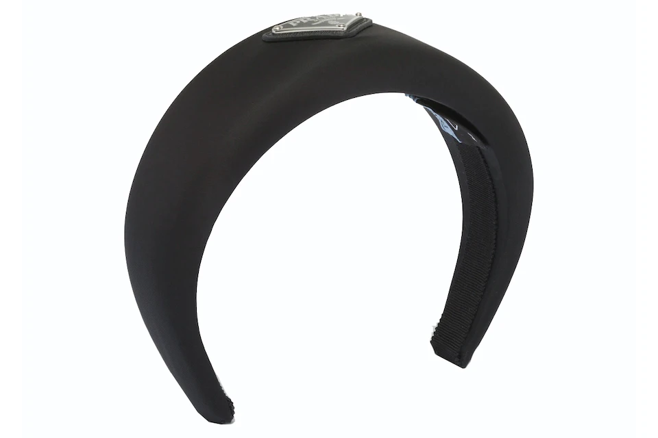 Prada Re-Nylon Headband Black in Econyl Nylon Fabric with Silver-tone - KR