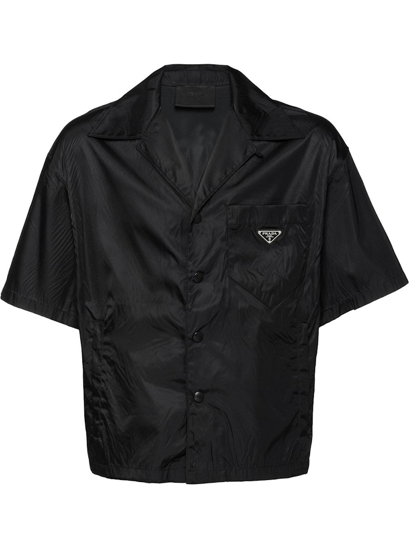 Prada Re-Nylon Short Sleeved Cropped Bowling Shirt Black - SS22