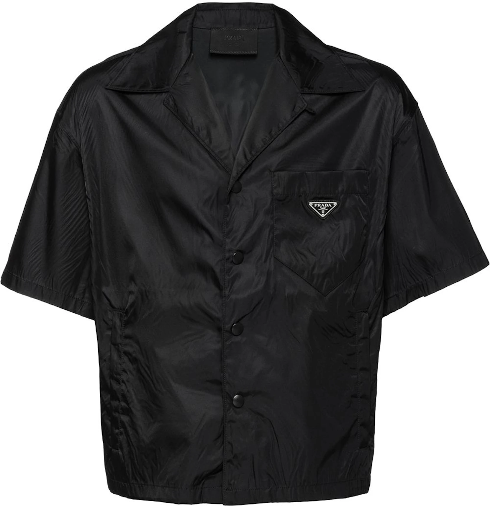 Prada Re-Nylon Short Sleeved Cropped Bowling Shirt Black - SS22 - US