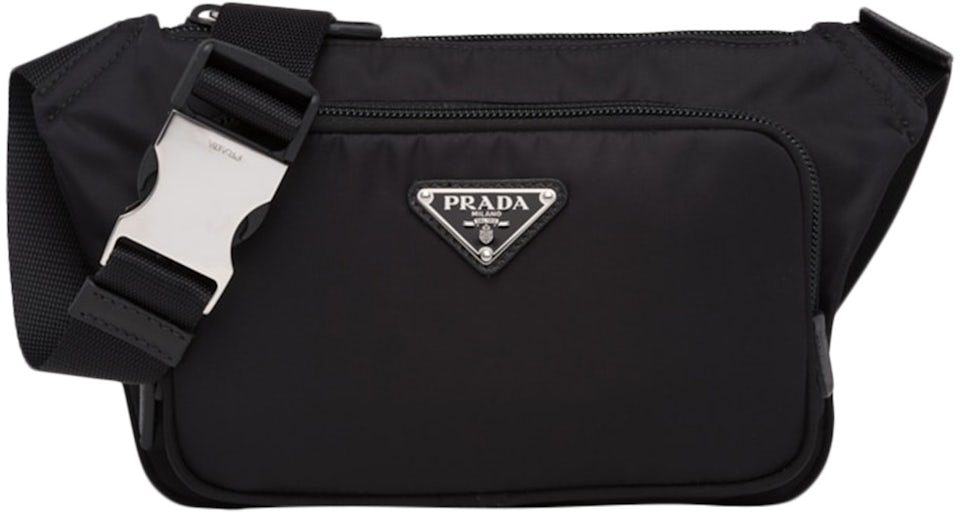 Prada Re-Nylon and Saffiano Leather Shoulder Bag Black in Fabric