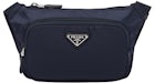 Prada Borsa a Tracolla in Re-Nylon e Pelle Saffiano Blu navy