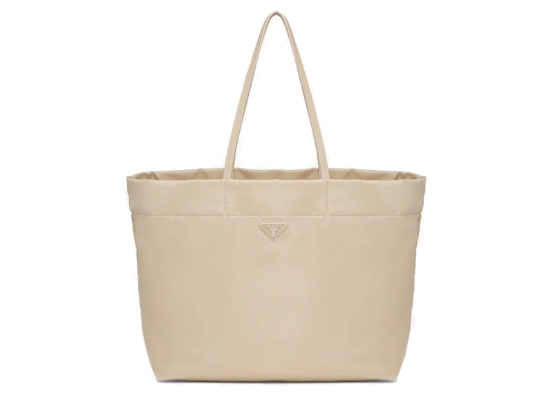 Prada nylon tote store bag with leather trim