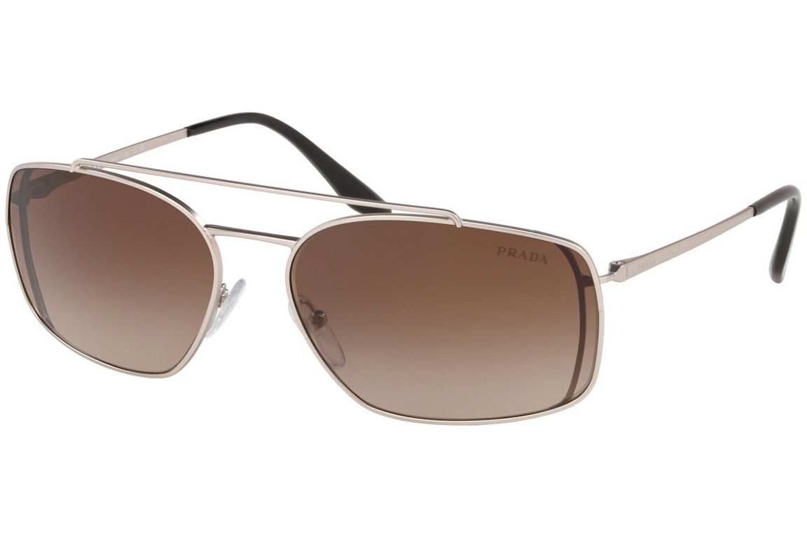 Pre-owned Prada Rectangle Sunglasses Silver (pr64vs-1ap6s1-62)