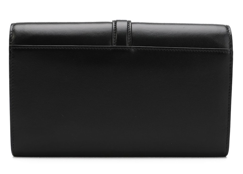 Prada Rectangular Logo Clutch Bag Black in Calfskin with Gold tone