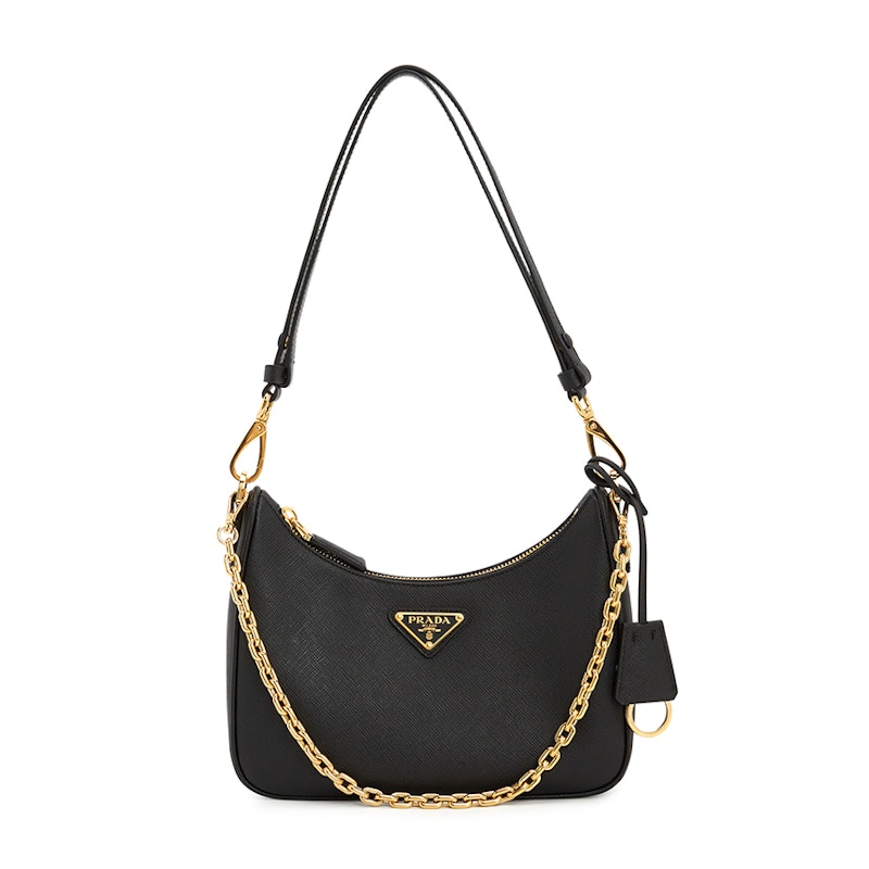 Prada Reedition Saffiano Chain Shoulder Bag Black