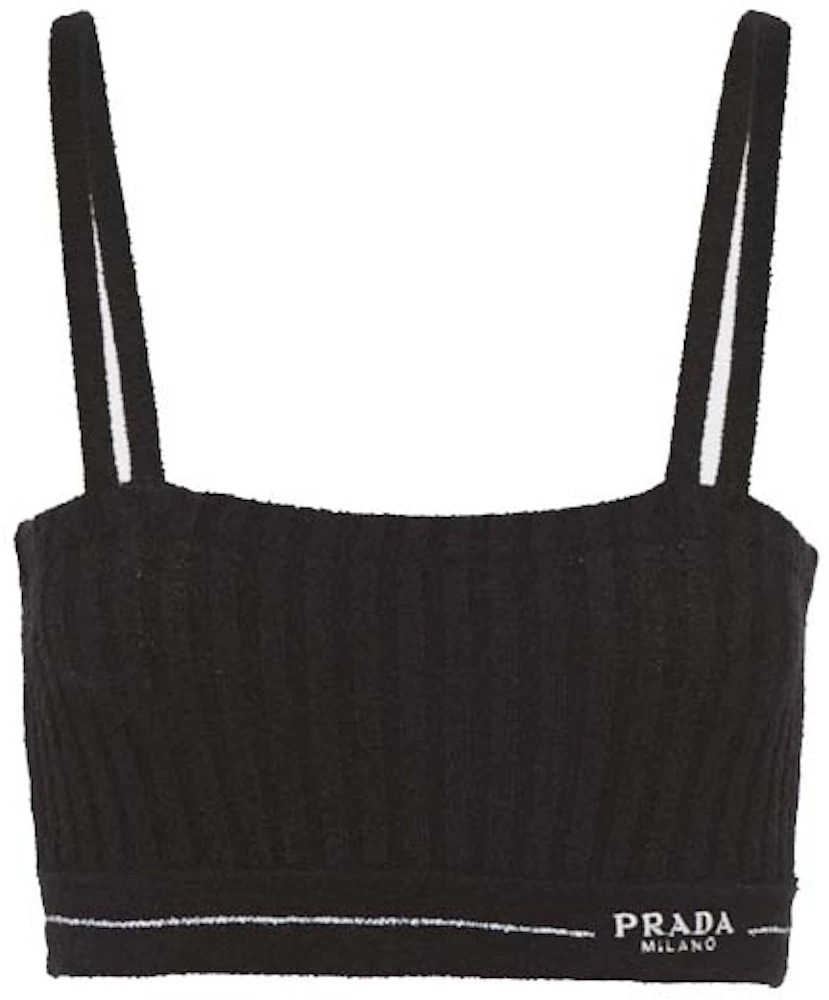 Prada Ribbed Knit Cotton Top Black - SS22 - US
