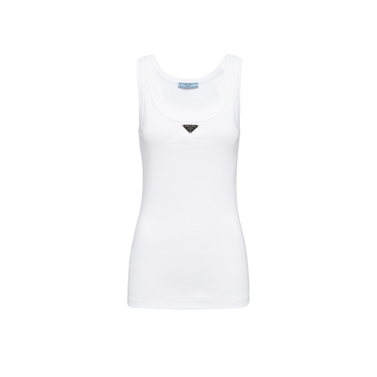 Pre-owned Prada Ribbed Knit Jersey Tank White