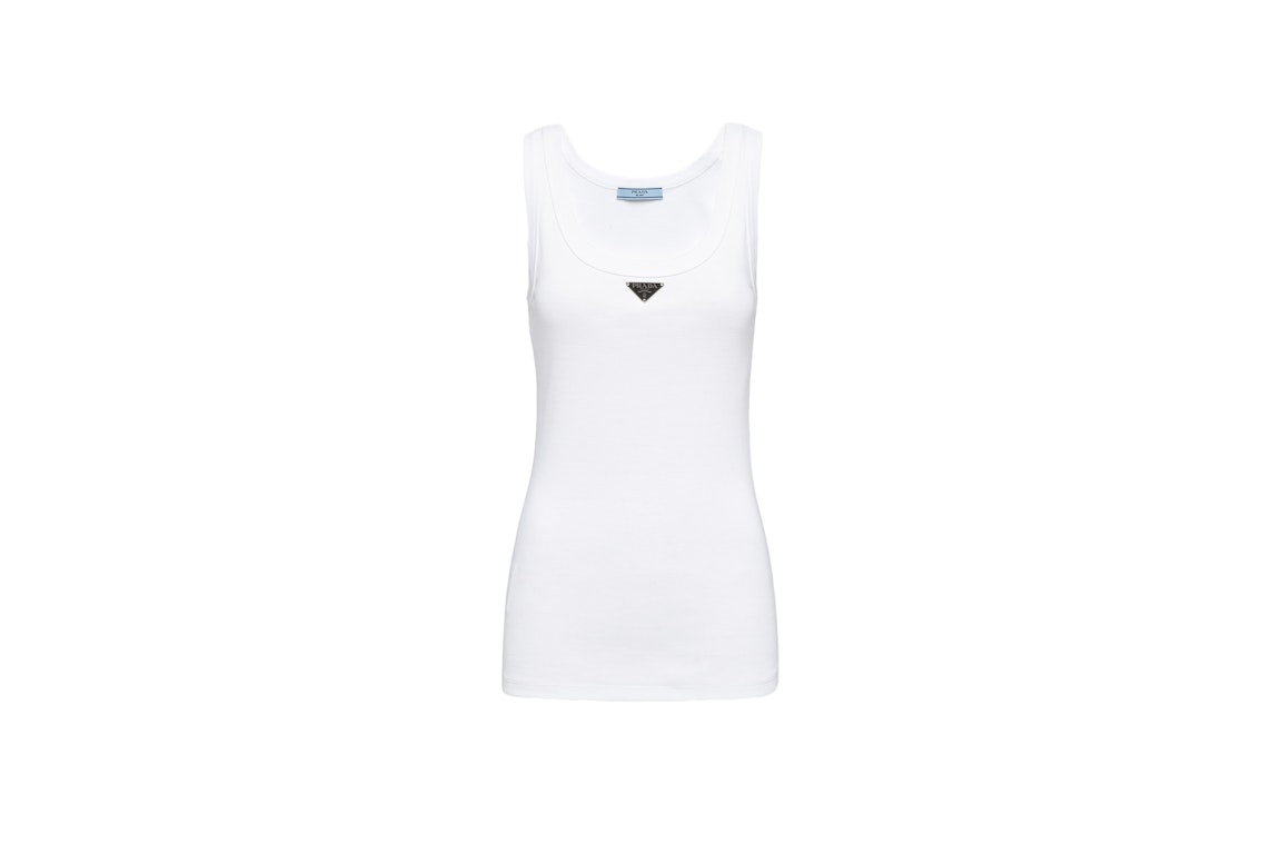 Pre-owned Prada Ribbed Knit Jersey Tank White