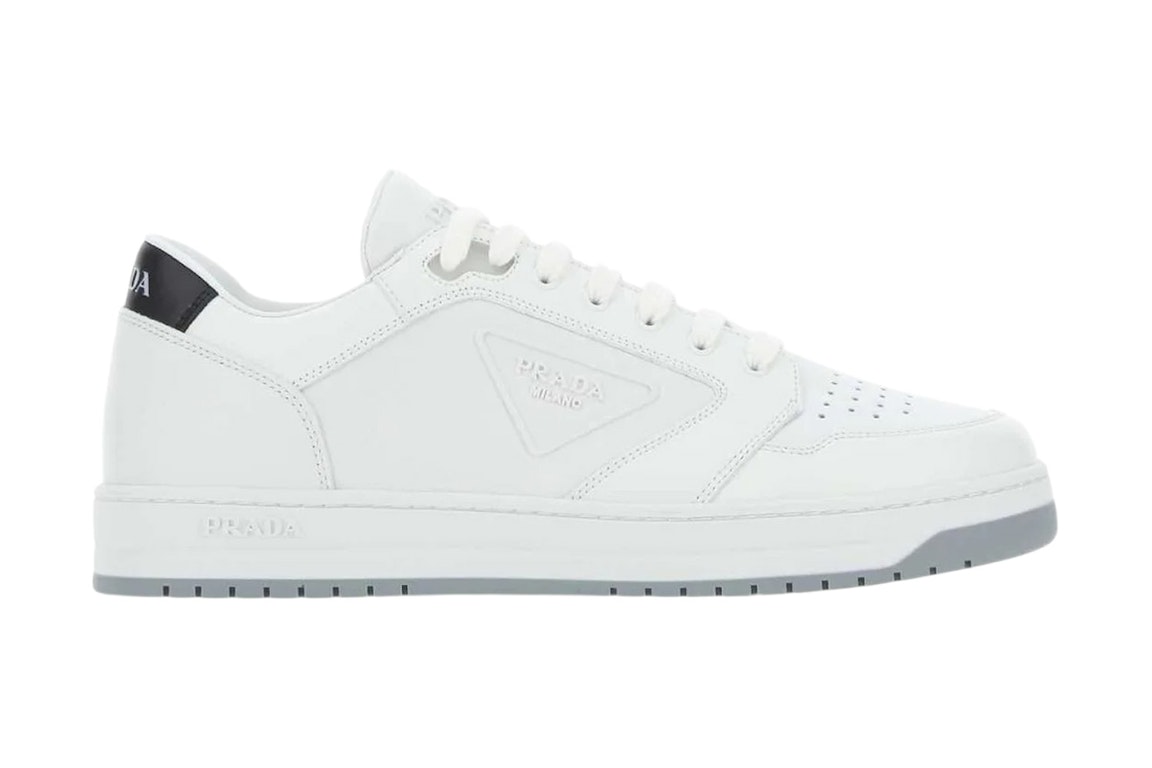 Pre-owned Prada Round Toe Sneakers White Black In White/black