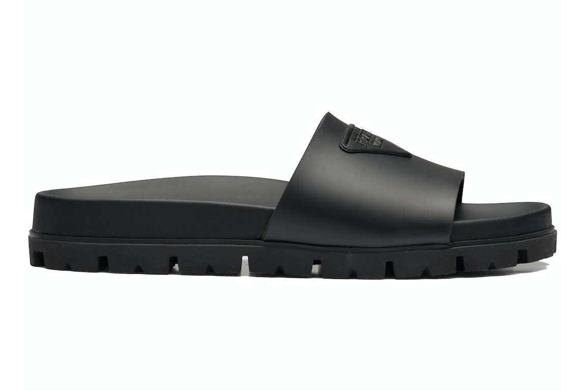 Pre-owned Prada Rubber Slides Black (men's)