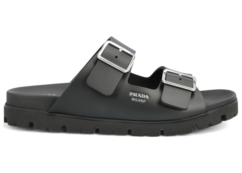 Men's Prada Rubber Strap Sandal Sneakers in Black