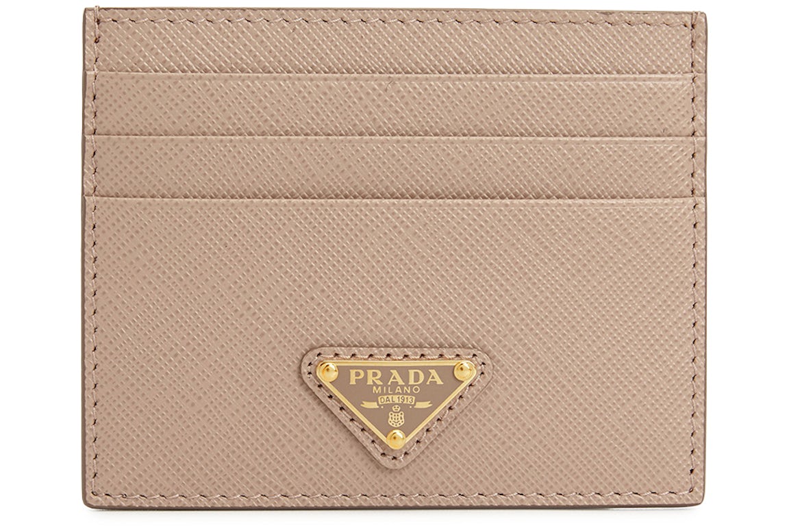 Prada Saffiano Card Holder Pink Beige in Leather - US