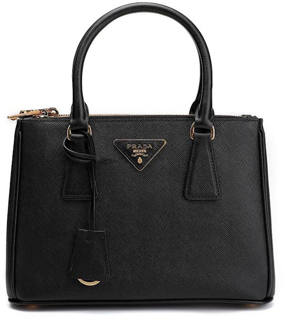 Prada Saffiano Galleria Bag Small Black in Saffiano Leather with Gold-tone  - US