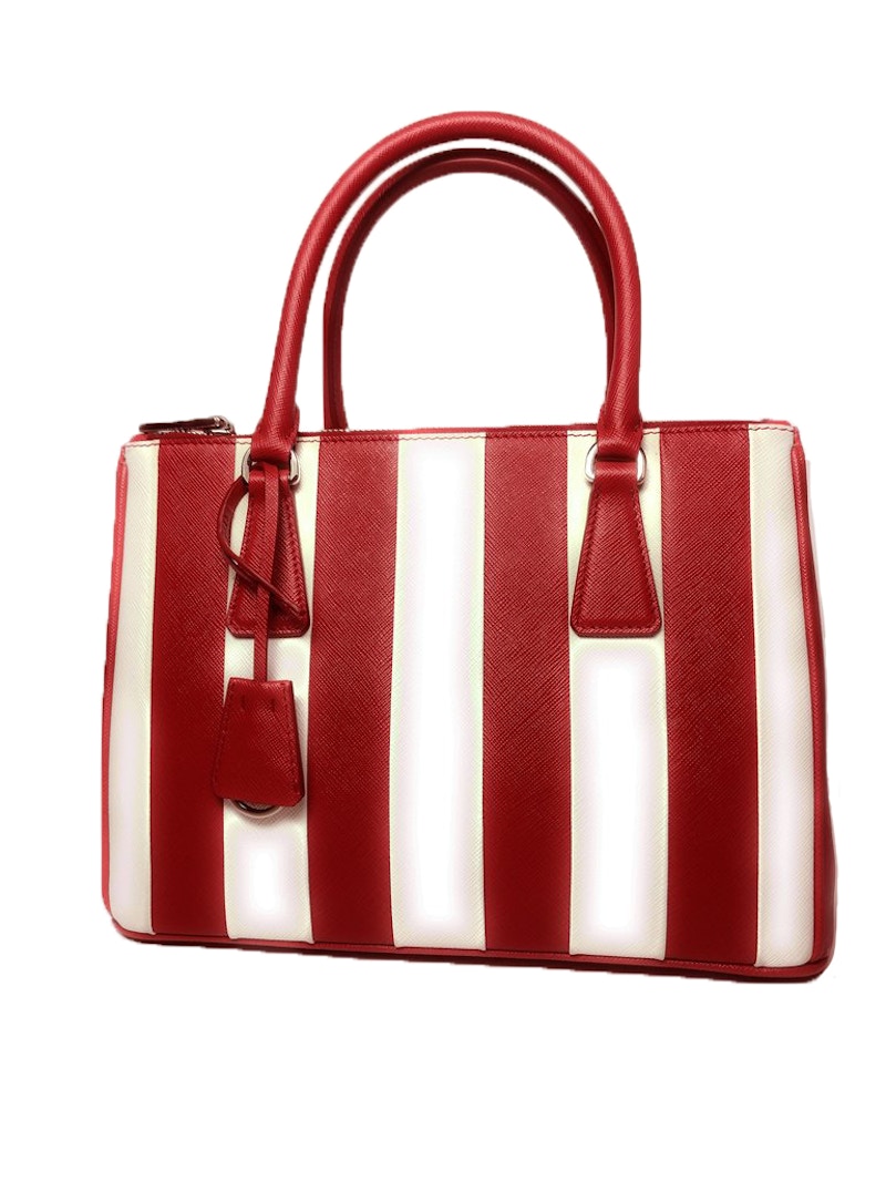 Prada Saffiano Galleria Handbag Red White in Leather with Silver