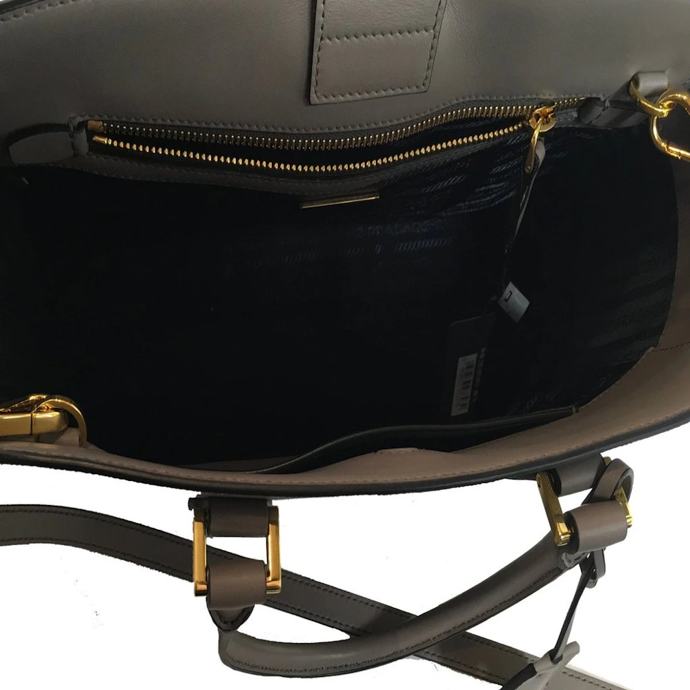 Prada Saffiano Handbag Gray in Leather with Gold-tone - US