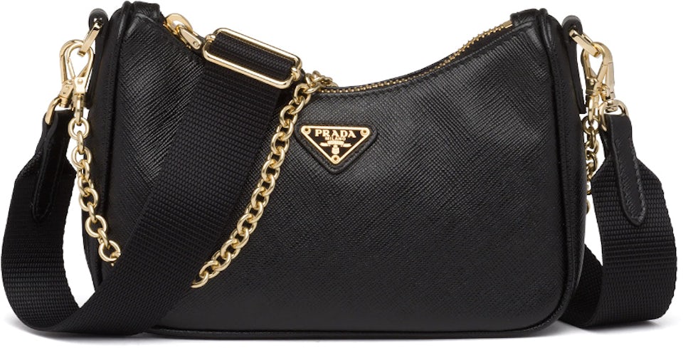 Prada Saffiano Leather Bag Mini Black in Saffiano Leather with Gold-tone -  US