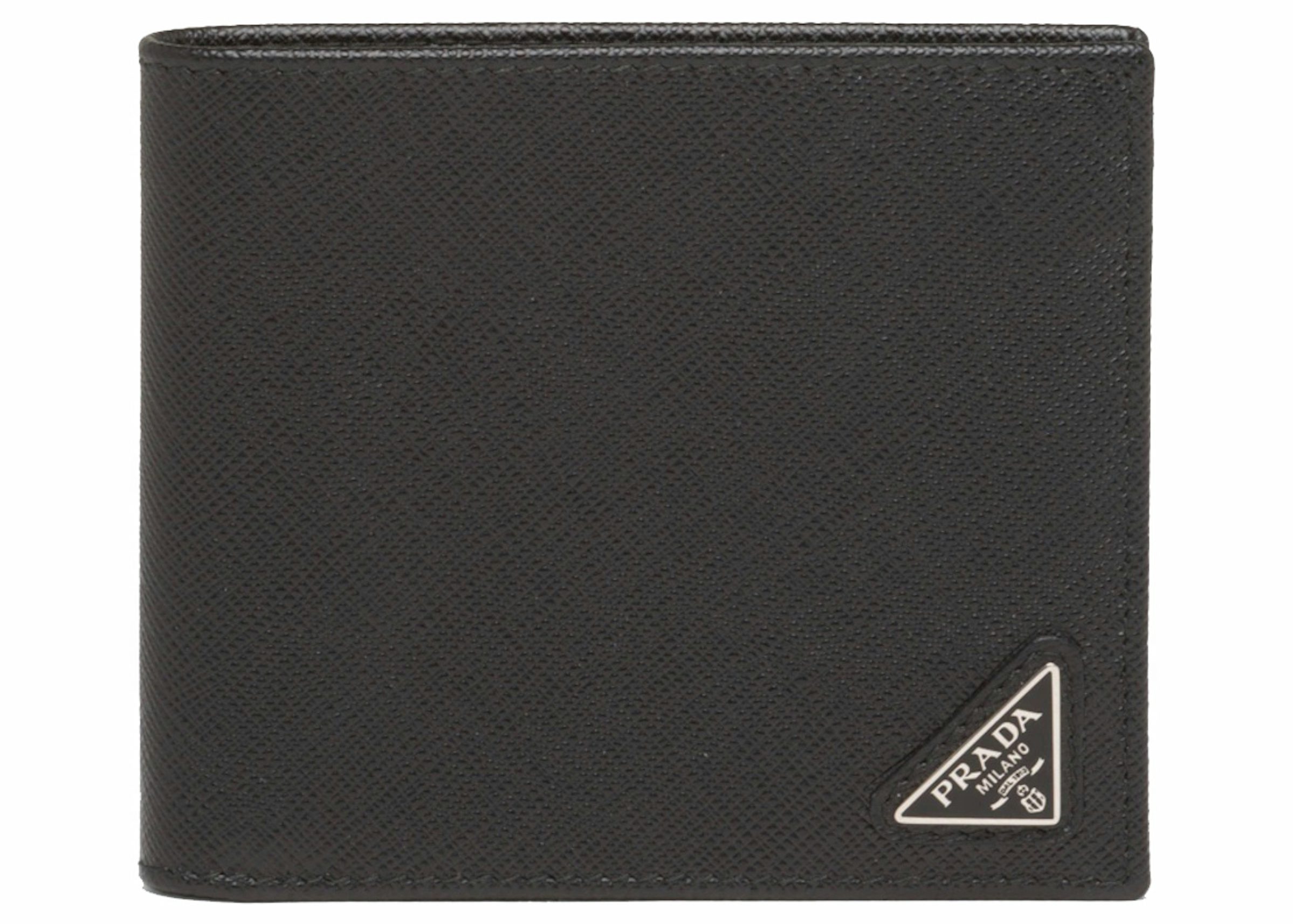 Prada Men's Brushed Leather Wallet - Silver One-Size