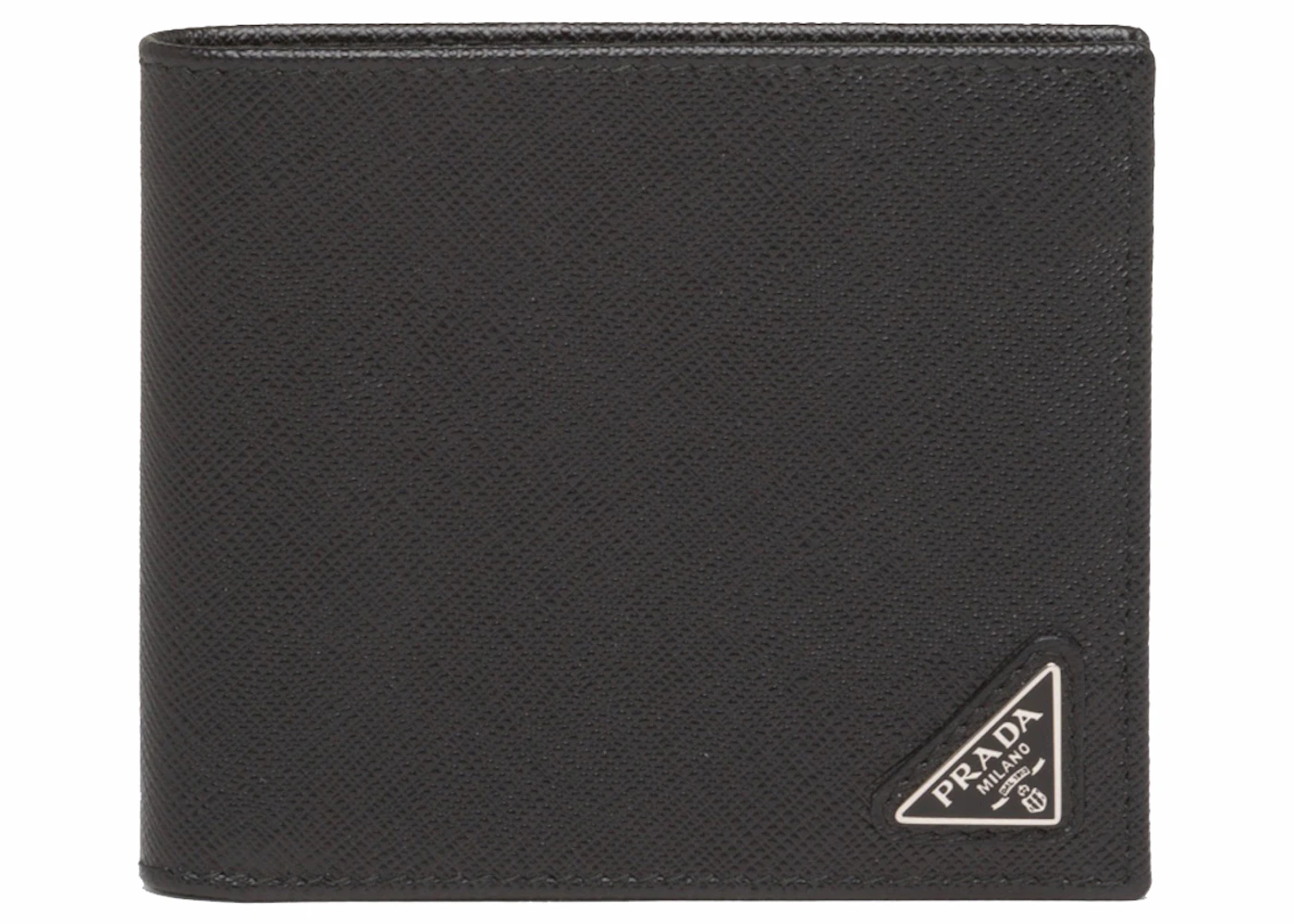 Prada Saffiano Leather Bi-Fold Wallet Black in Saffiano Leather with ...