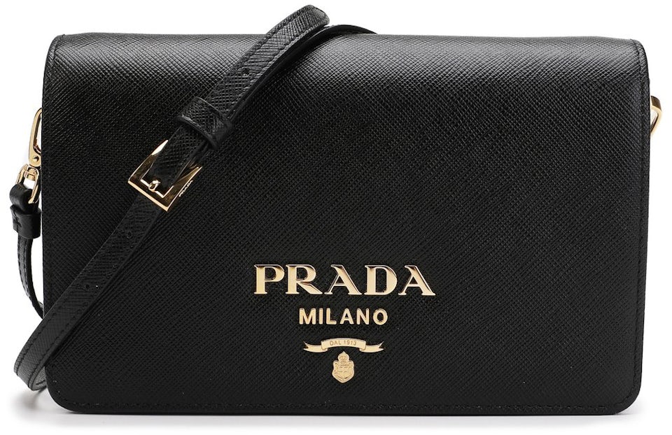 Prada Saffiano Leather Mini Bag, Women, Black