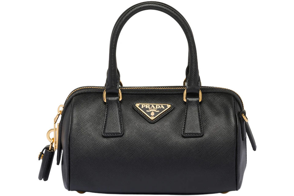 Prada Saffiano Leather Top Handle Bag Black