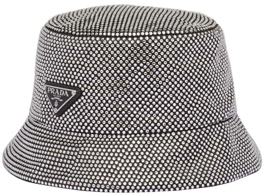 Prada Satin Bucket Hat With Crystals Crystal in Satin with Silver-tone - US