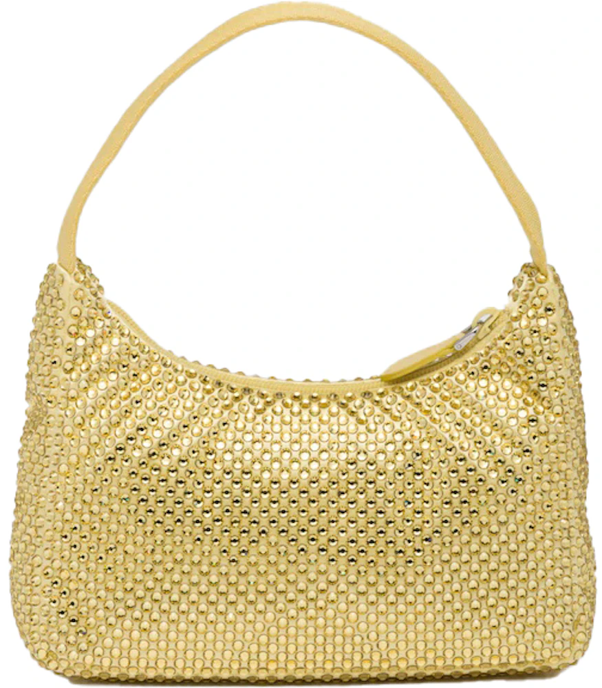 Prada Satin Mini-Bag With Artificial Crystals Pineapple Yellow in Satin ...