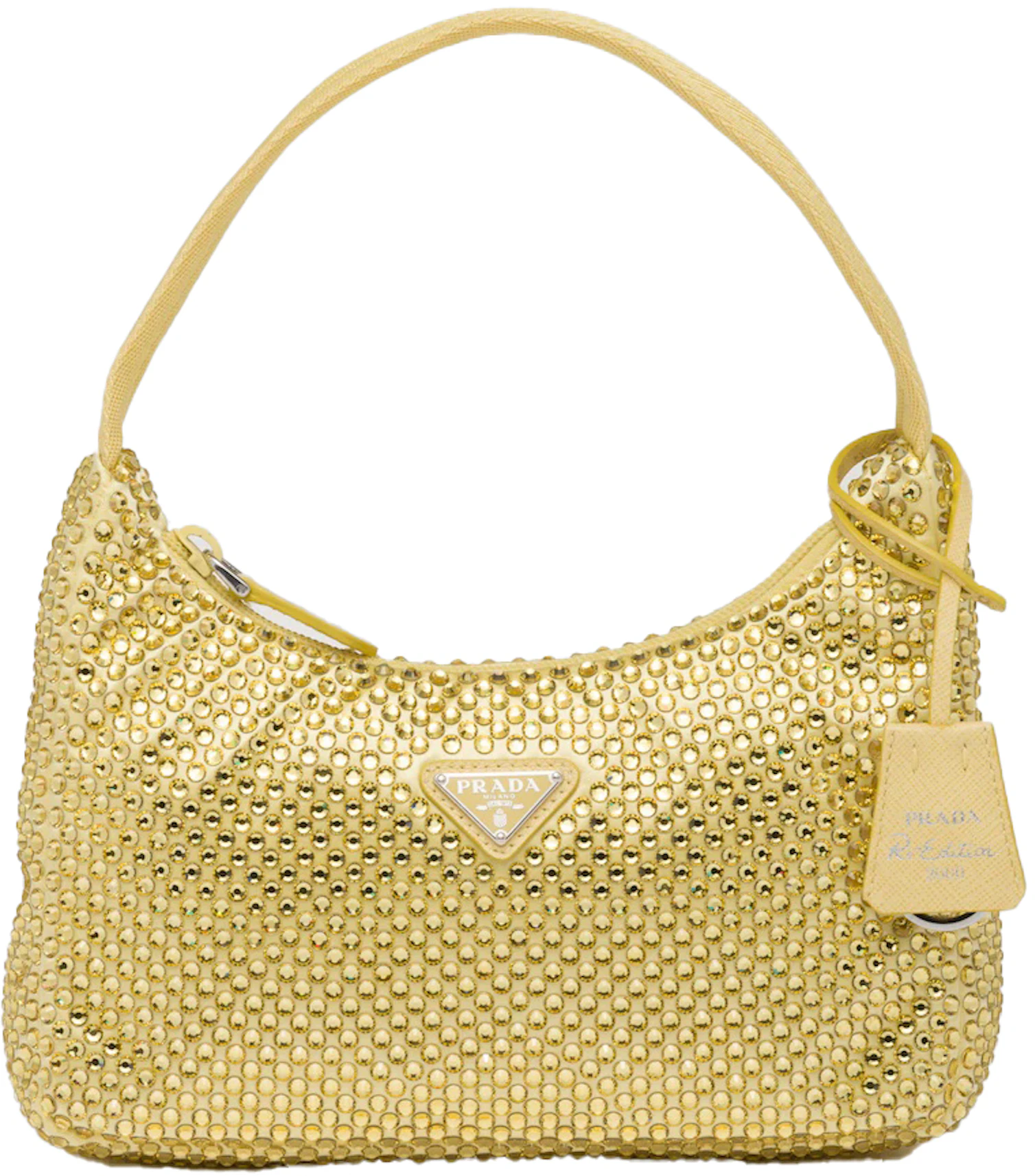 Prada Satin Mini-Bag With Artificial Crystals Pineapple Yellow in  Satin/Synthetic Crystals with Silver-tone - US