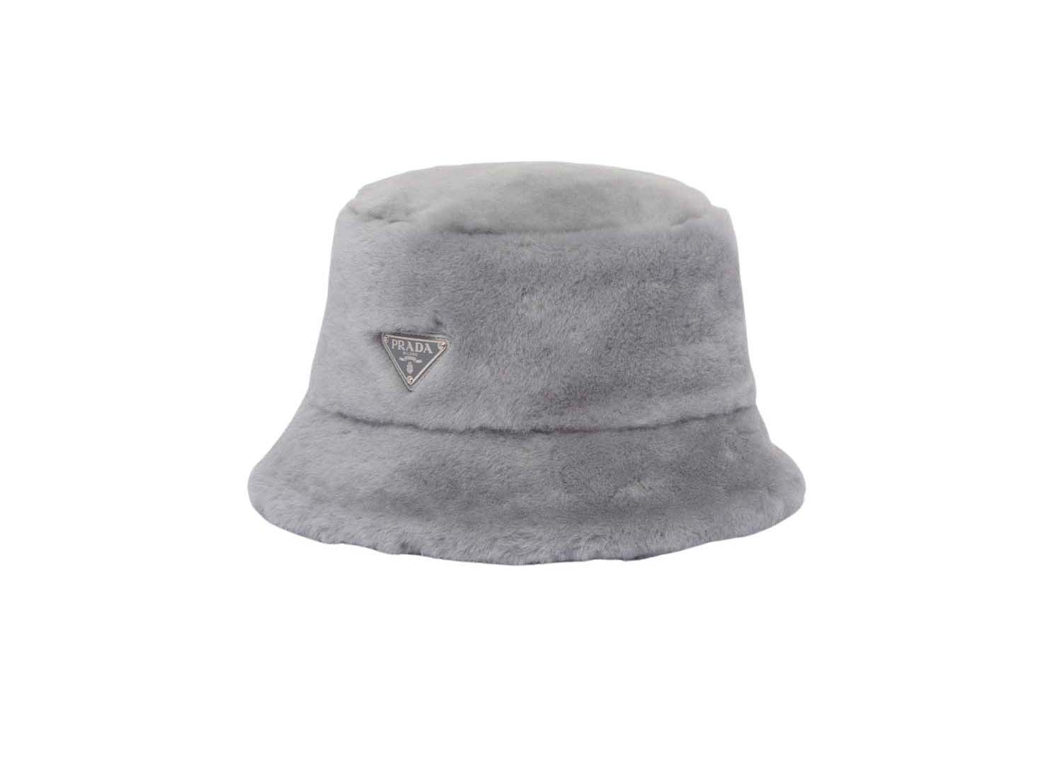 Prada Shearling Bucket Hat Cornflower in Shearling with Silver