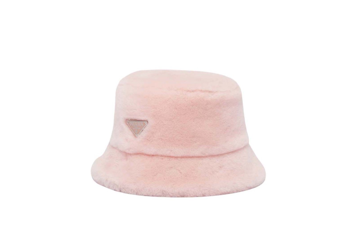 Pre-owned Prada Shearling Bucket Hat Orchid Pink