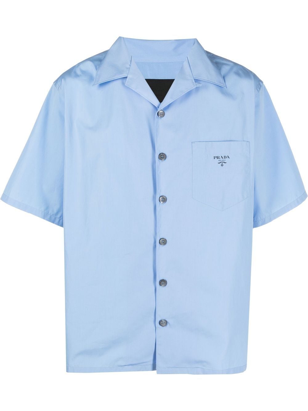 Prada Short Sleeve Cotton Shirt Blue Men's - SS22 - US