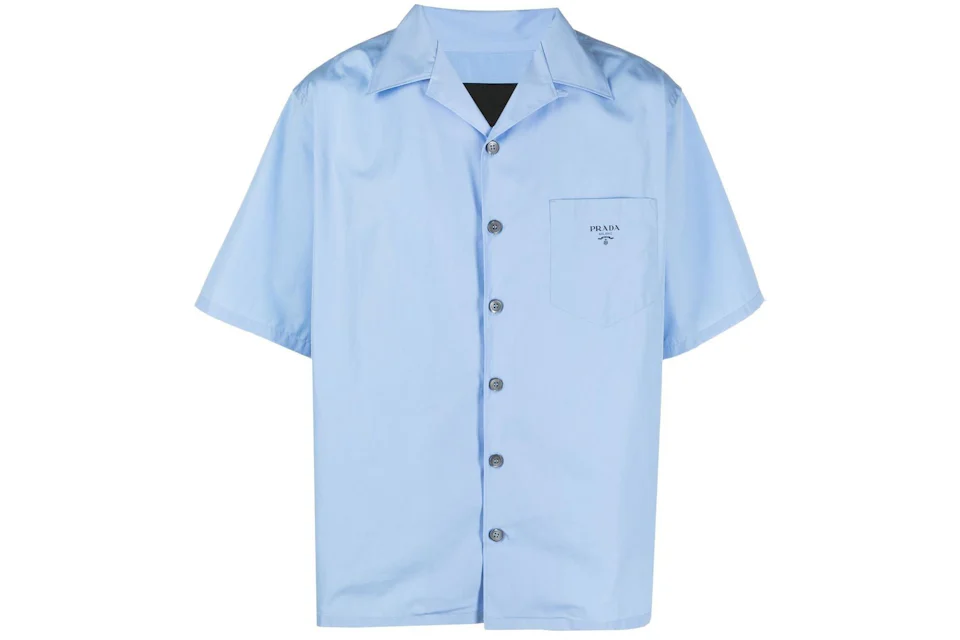 Prada Short Sleeve Cotton Shirt Blue
