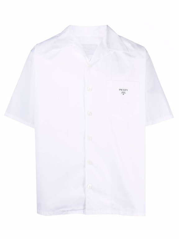 Pre-owned Prada Short Sleeve Cuban Collar Cotton Shirt White