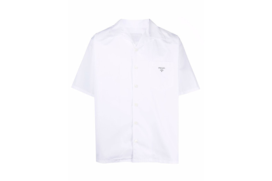 Pre-owned Prada Short Sleeve Cuban Collar Cotton Shirt White