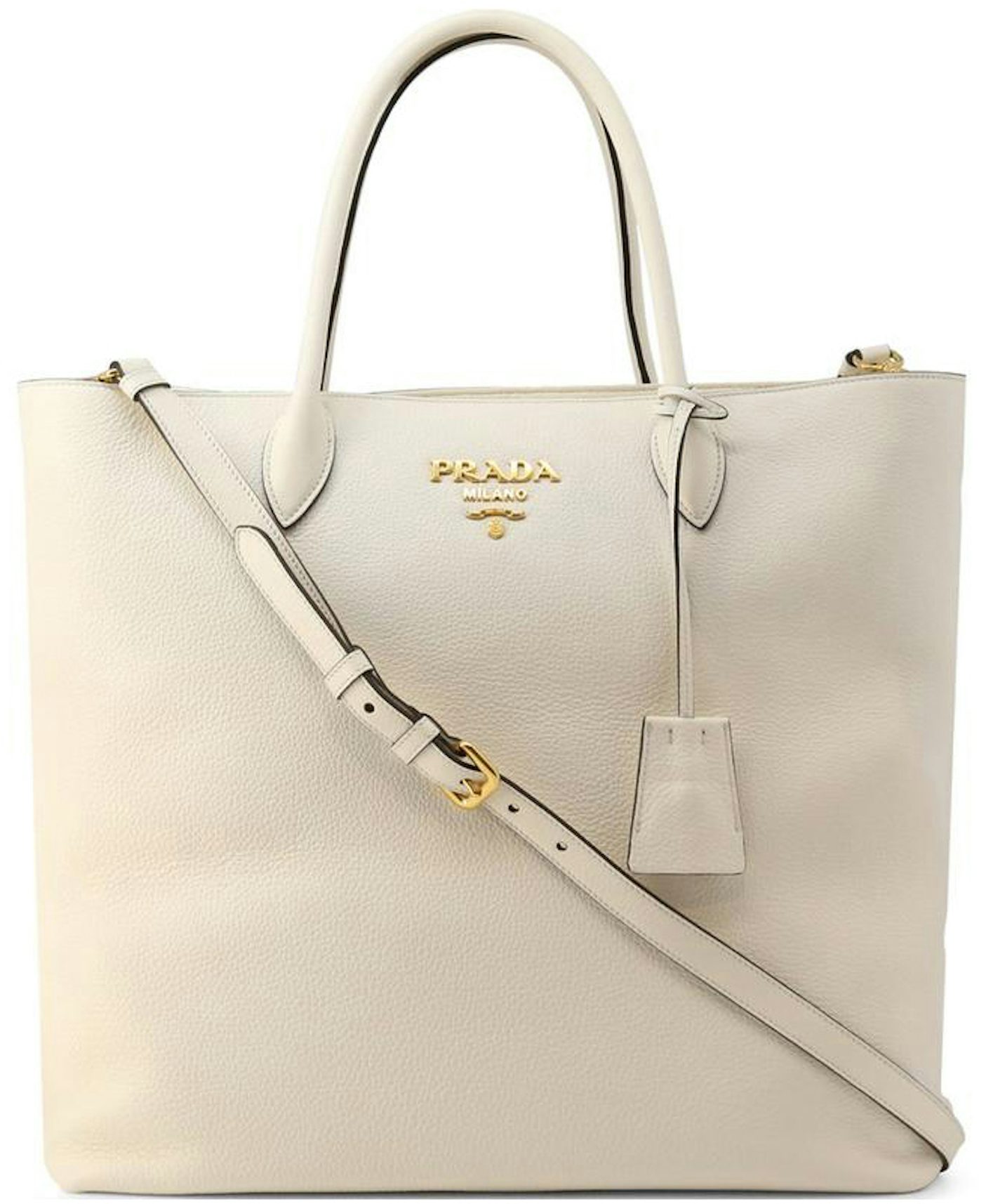 Prada Cuir Pattina Shoulder Bag Saffiano Caramel Beige/Talco White in  Leather with Gold-tone - US
