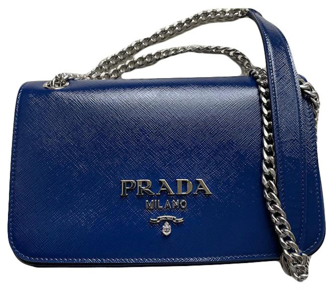 Prada Baby Blue Textured Ring Handle Shoulder Bag