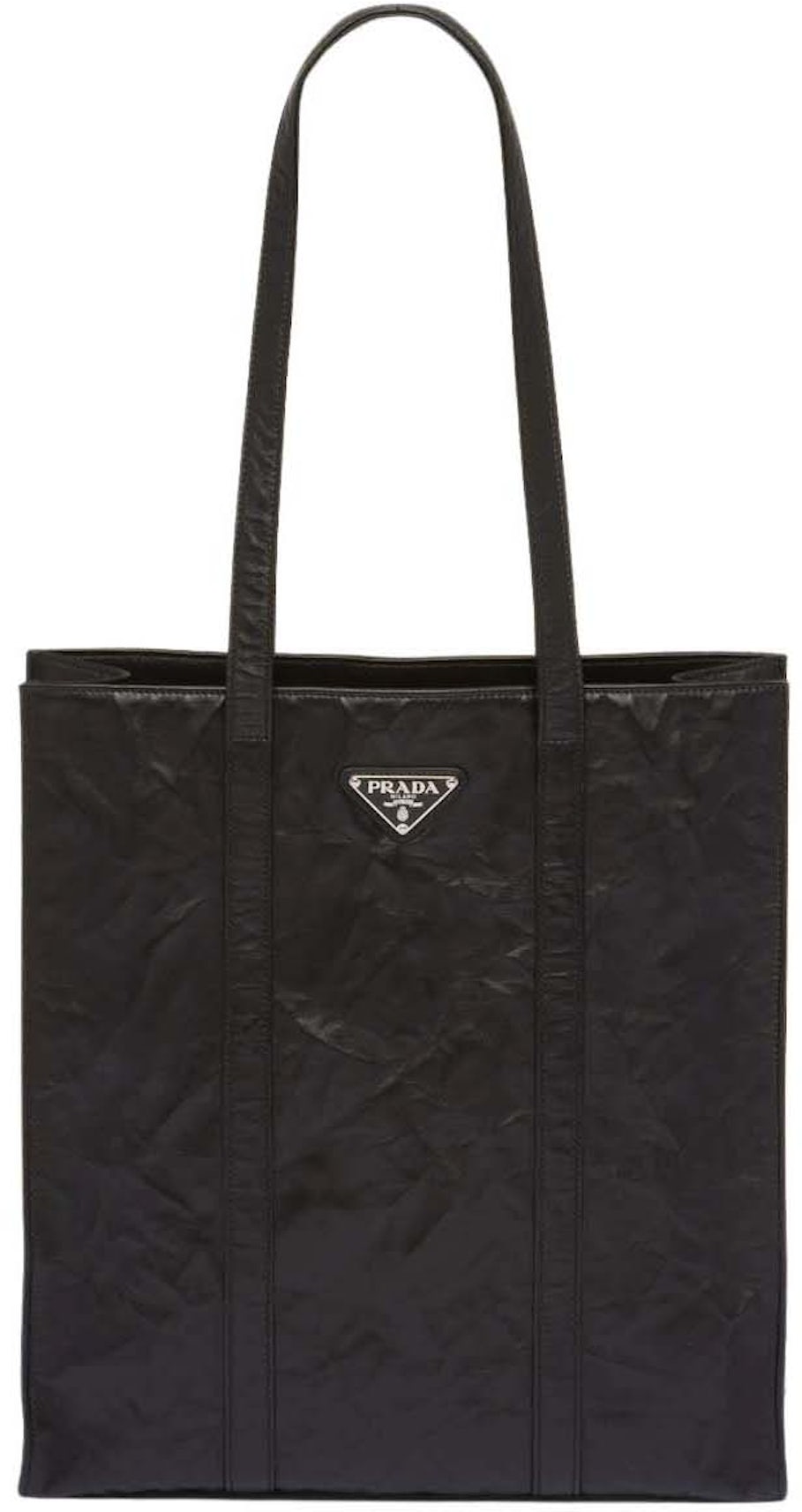 Prada Small Antique Nappa Leather Tote Black in Leather with