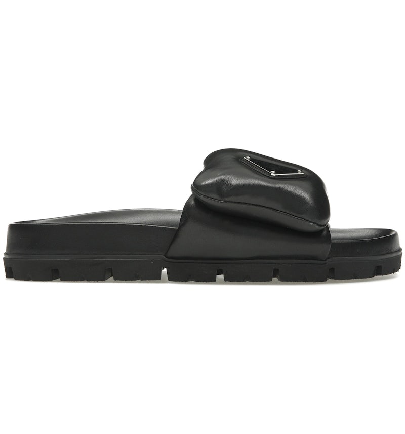 Prada Soft Padded 20mm Slide Sandal Black Nappa Leather