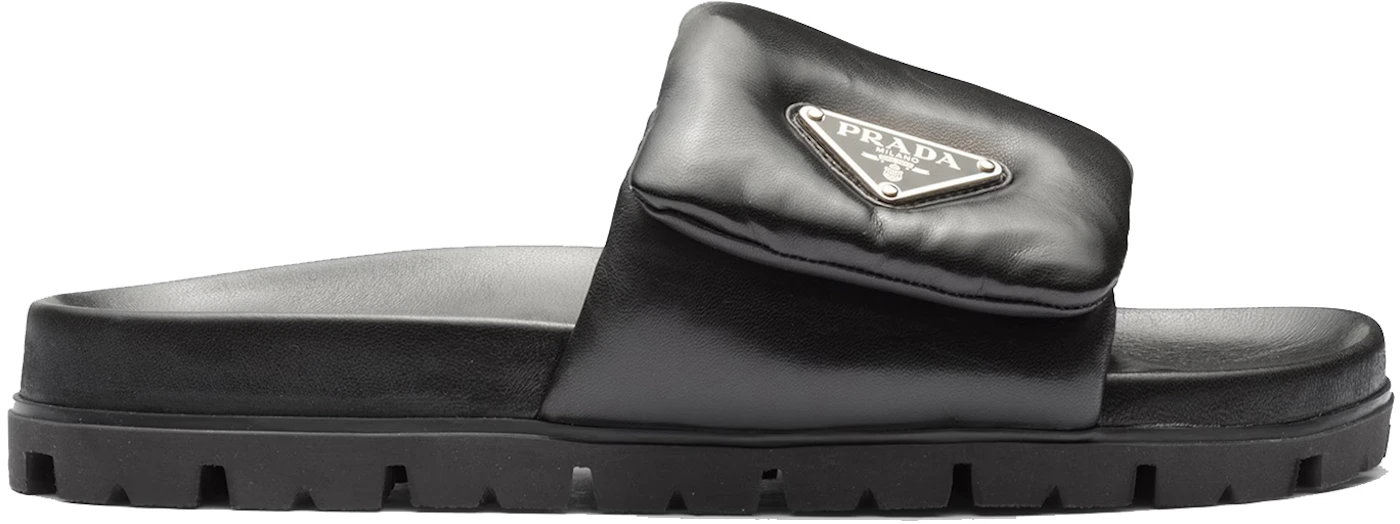 Prada Soft Padded 20mm Slide Sandal Black Nappa Leather - 1XX648_2DL8 ...